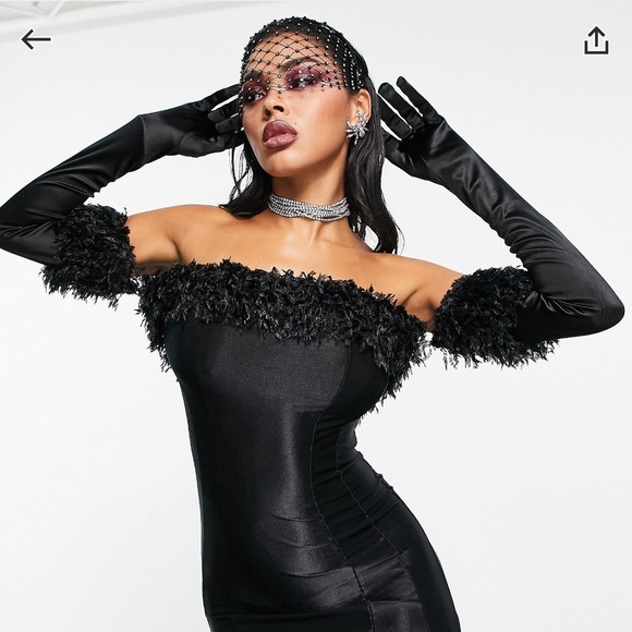 ASOS mini black dress with gloves - Picture 3 of 5